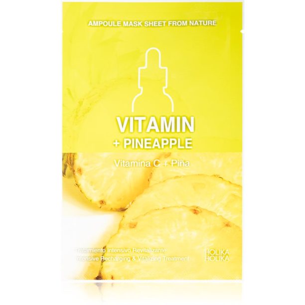 Holika Holika Ampoule Mask Sheet From Nature Vitamin C + Pineapple платнена маска за лице с енергизиращ ефект