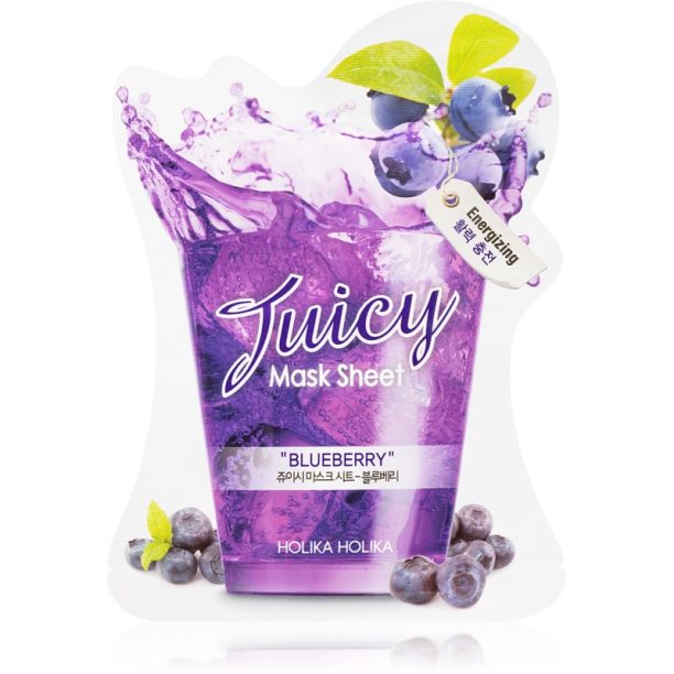 Holika Holika Juicy Mask Sheet Blueberry платнена маска за лице с енергизиращ ефект 20 мл.