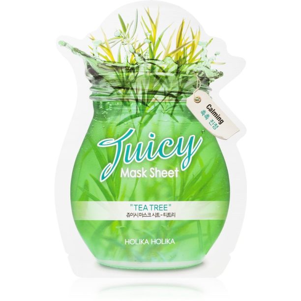 Holika Holika Juicy Mask Sheet Tea Tree платнена маска против несъвършенствата на акнозна кожа 20 мл.