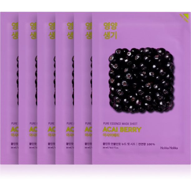 Holika Holika Pure Essence Acai Berry ексфолираща платнена маска 5x20 мл.