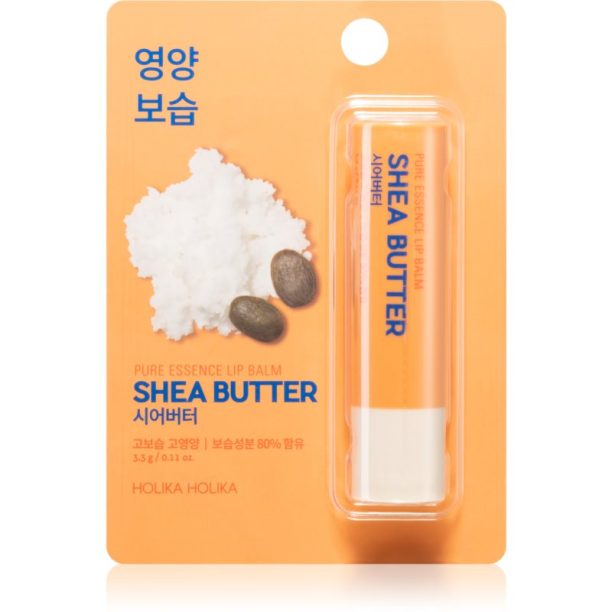 Holika Holika Pure Essence Shea Butter хидратиращ балсам за устни в тубичка с масло от шеа 3.3 гр.