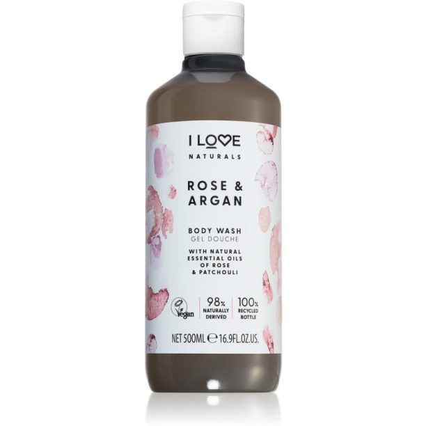 I love... Naturals Rose & Argan опияняващ душ гел с аромат на рози 500 мл.