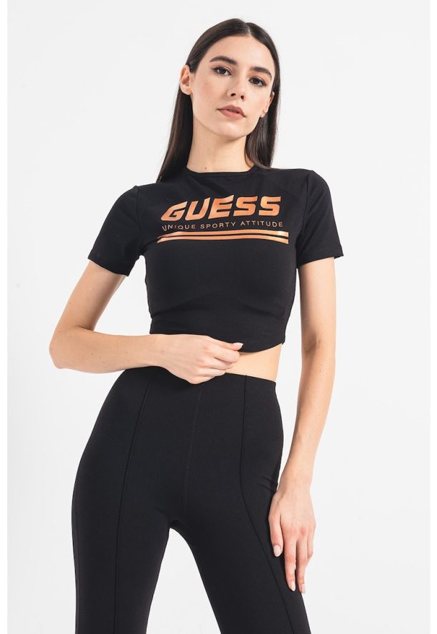 Къса фитнес тениска с лого Guess