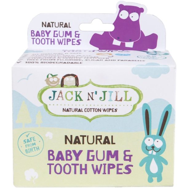 Jack N’ Jill Natural мокри кърпички за защита на зъбите и венците 25 бр.