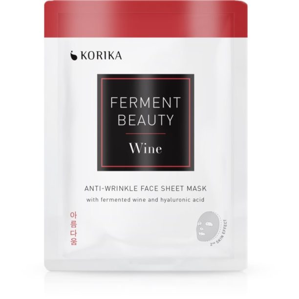 KORIKA FermentBeauty Anti-wrinkle Face Sheet Mask with Fermented Wine and Hyaluronic Acid платнена маска против бръчки с ферментирало вино и хиалуроно