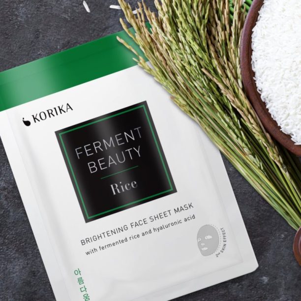 KORIKA FermentBeauty Brightening Face Sheet Mask with Fermented Rice and Hyaluronic Acid озаряваща платнена маска с ферментирал ориз и хиалуронова кис на ниска цена