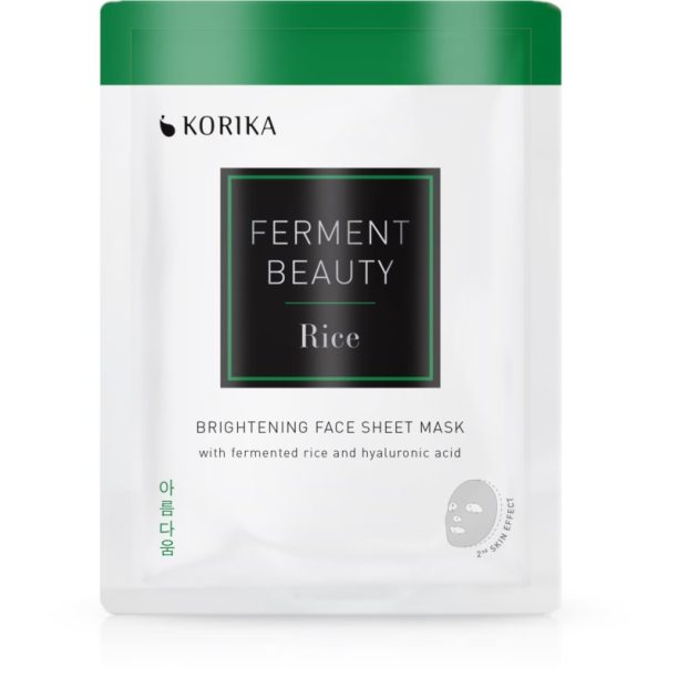 KORIKA FermentBeauty Brightening Face Sheet Mask with Fermented Rice and Hyaluronic Acid озаряваща платнена маска с ферментирал ориз и хиалуронова кис