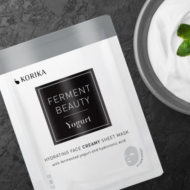 KORIKA FermentBeauty Hydrating Face Sheet Mask with Fermented Yogurt and Hyaluronic Acid хидратираща платнена маска с ферментирало кисело мляко и хиал на ниска цена