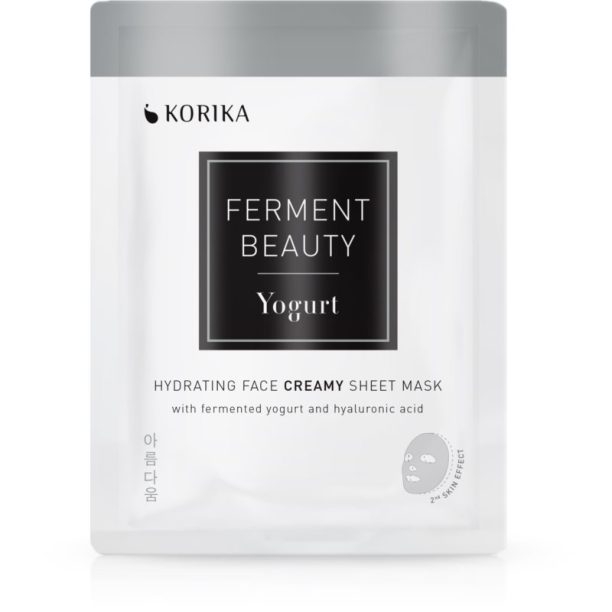 KORIKA FermentBeauty Hydrating Face Sheet Mask with Fermented Yogurt and Hyaluronic Acid хидратираща платнена маска с ферментирало кисело мляко и хиал