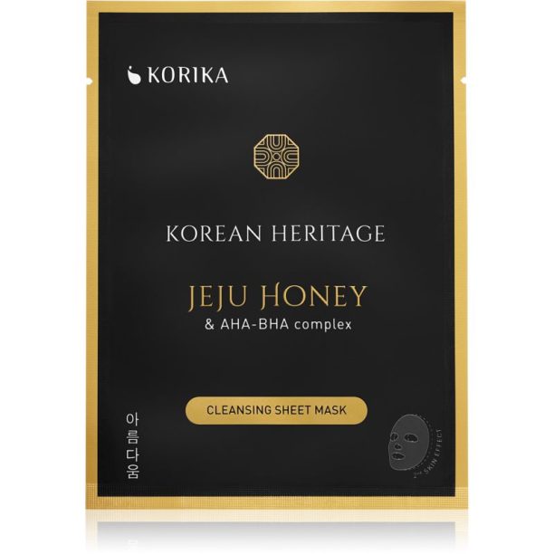 KORIKA Korean Heritage Jeju Honey & AHA-BHA Complex Cleansing Sheet Mask платнена маска с почистващ ефект Jeju honey & AHA - BHA complex sheet mask