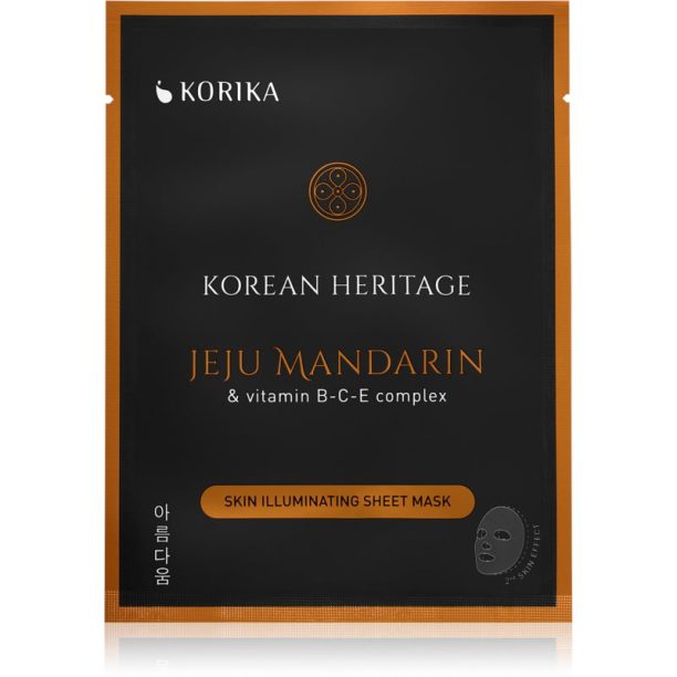 KORIKA Korean Heritage Jeju Mandaring & Vitamin B-C-E Complex Skin Illuminating Sheet Mask озаряваща платнена маска Jeju mandarin & vitaminc B-C-E com