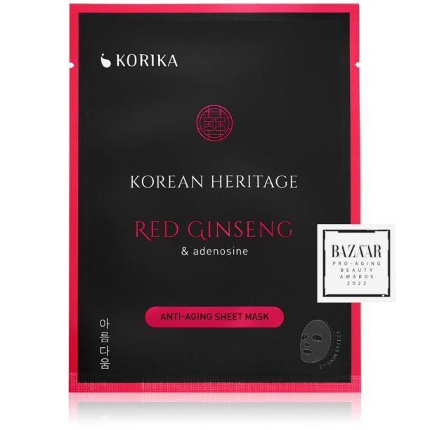 KORIKA Korean Heritage Red Ginseng & Adenosine Anti-aging Sheet Mask платнена маска против бръчки Red Ginseng на ниска цена