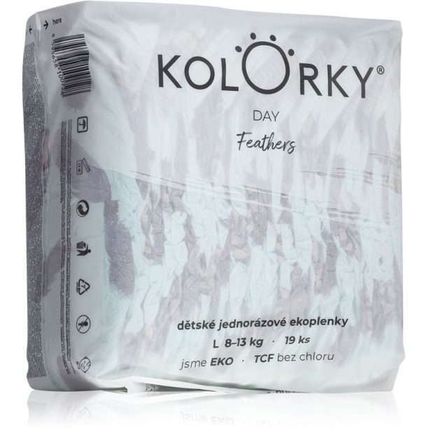 Kolorky Day Feathers еднократни ЕКО пелени размер L 8-13 Kg 19 бр. на ниска цена