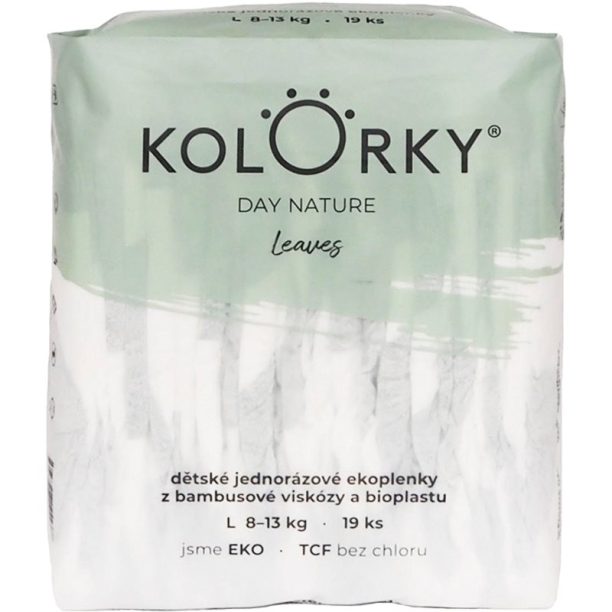 Kolorky Day Nature Bambus Leaves еднократни ЕКО пелени размер L 8-13 Kg 19 бр. на ниска цена