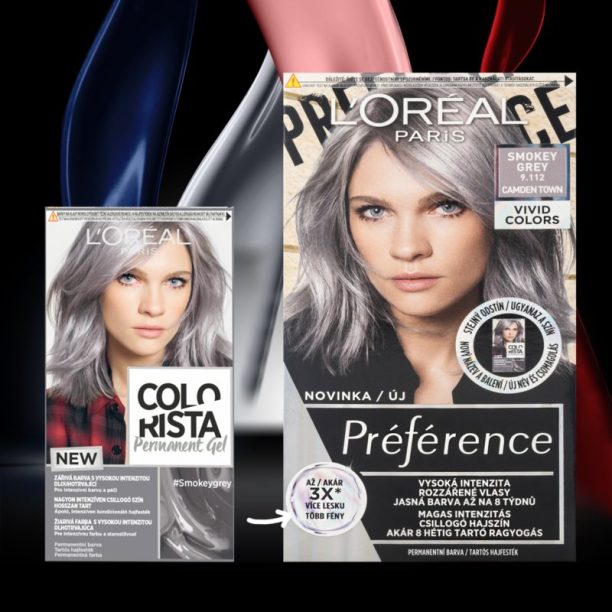 L’Oréal Paris Colorista Permanent Gel перманентната боя за коса цвят Smokey Grey 1 бр. на ниска цена