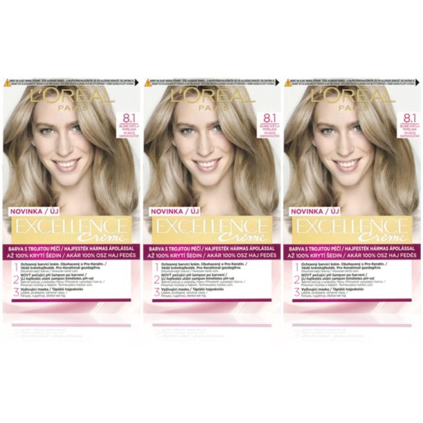 L’Oréal Paris Excellence Creme боя за коса 8.1 Ash Blonde (изгодна опаковка) цвят