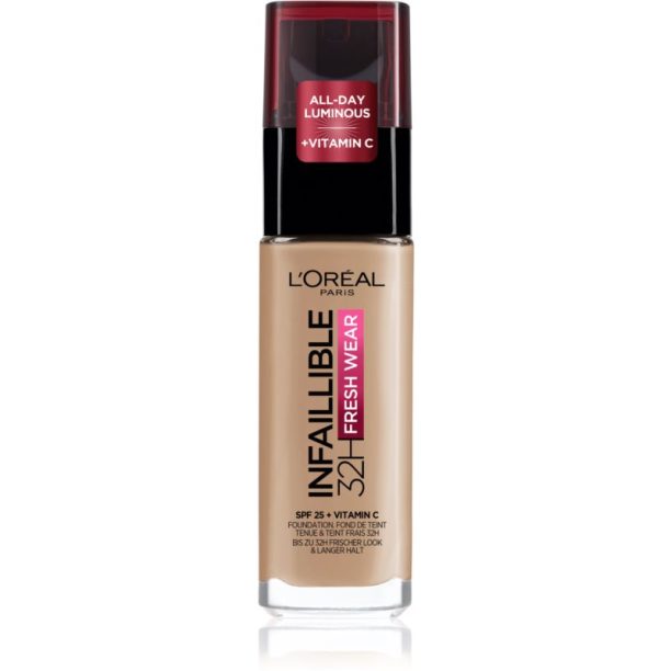 L’Oréal Paris Infaillible 32H Fresh Wear дълготраен течен фон дьо тен цвят 125 Natural Beige 30 мл.