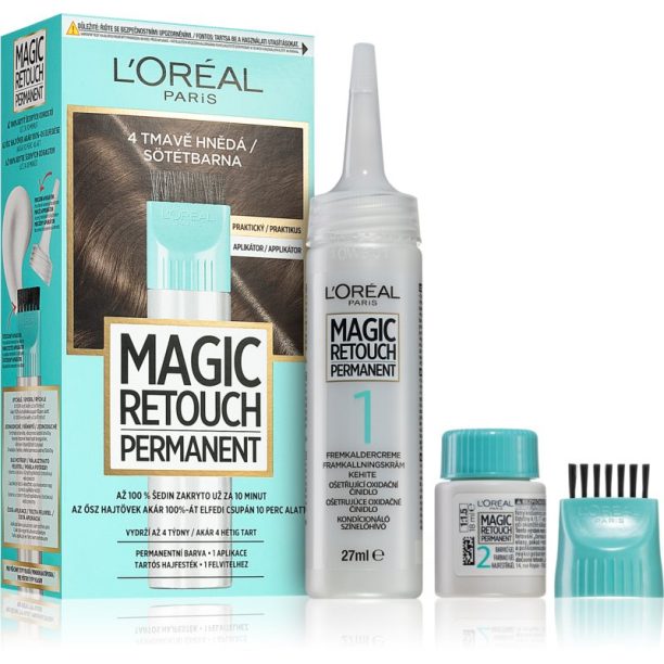 L’Oréal Paris Magic Retouch Permanent тонираща боя за израстнали корени с апликатор цвят 4 DARK BROWN на ниска цена