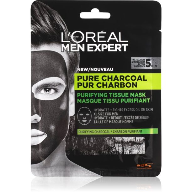 L’Oréal Paris Men Expert Pure Charcoal платнена маска 30 гр.