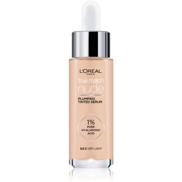 L’Oréal Paris True Match Nude Plumping Tinted Serum серум да уеднакви цвета на кожата цвят 0.5-2 Very Light 30 мл.