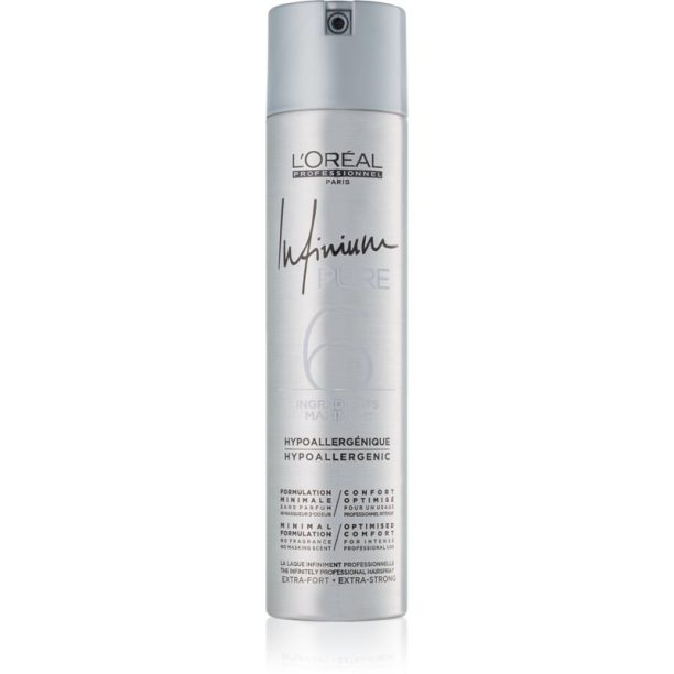 L’Oréal Professionnel Infinium Pure хипоалергенен лак за коса с екстра силна фиксация без парфюм 300 мл.