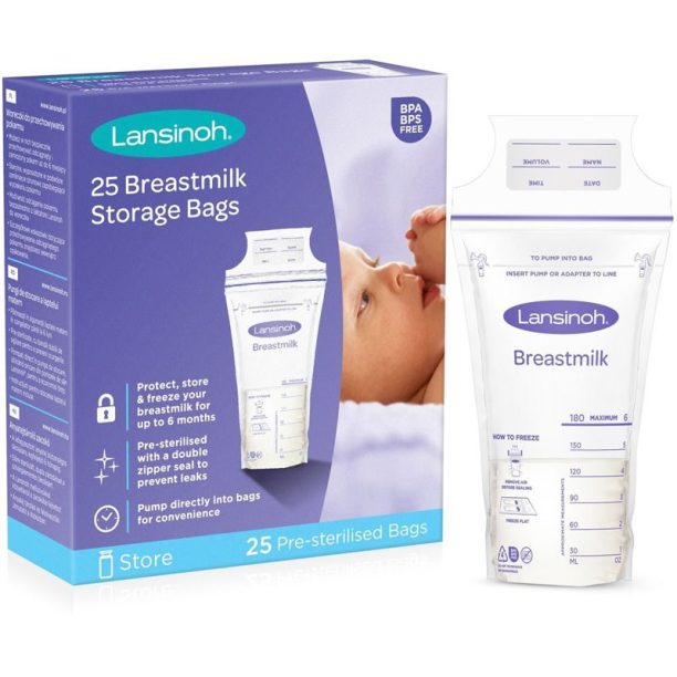 Lansinoh Breastfeeding Breastmilk Storage Bags торбичка за съхранение на кърма 25 бр.