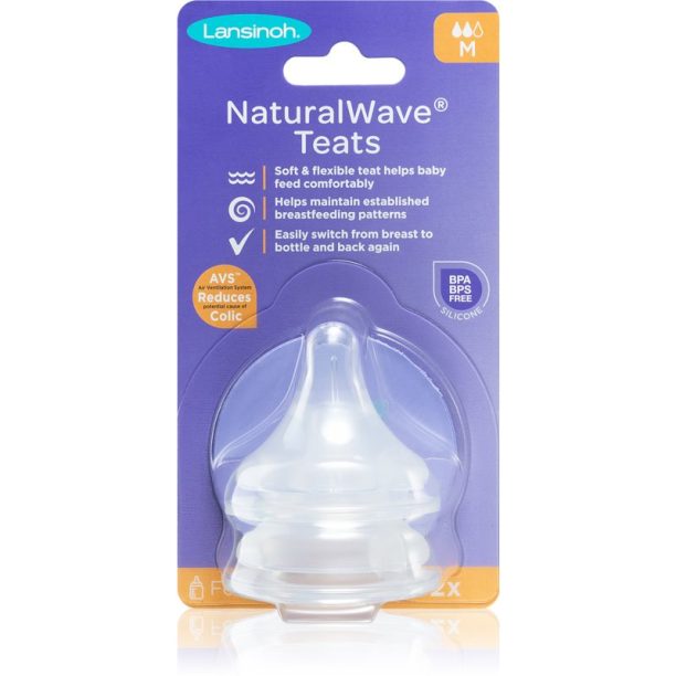 Lansinoh NaturalWave биберон за шише Medium 2 бр.