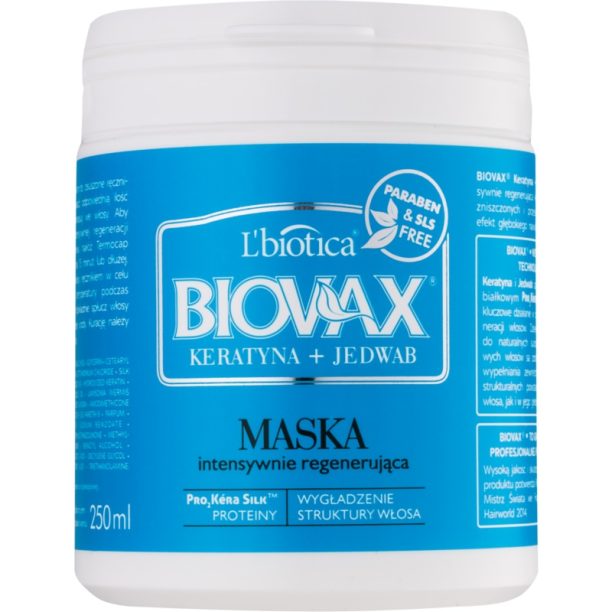 L’biotica Biovax Keratin & Silk регенерираща маска за груба коса 250 мл.