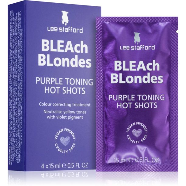 Lee Stafford Bleach Blondes Purple Toning Hot Shots козметика за коса неутрализиращ жълтеникавите оттенъци 4x15 мл.