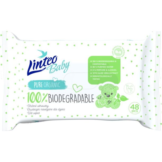 Linteo Baby 100% Biodegradable нежни мокри кърпички за бебета 48 бр.