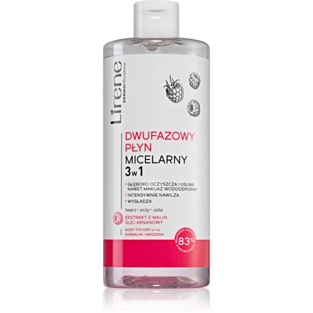 Lirene Cleansing Care Raspberry двуфазна мицеларна вода 3 в 1 400 мл.