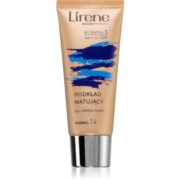 Lirene Nature Matte матиращ флуид фон дьо тен за дълготраен ефект цвят 14 Caramel 30 мл.