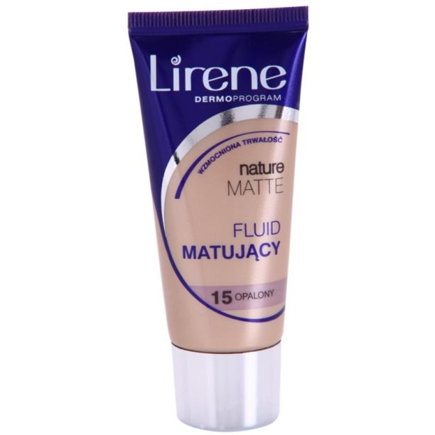 Lirene Nature Matte матиращ флуид фон дьо тен за дълготраен ефект цвят 15 Tanned 30 мл.