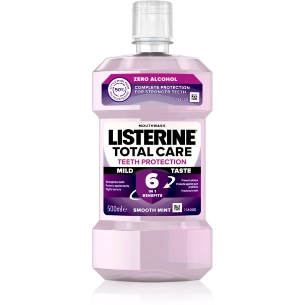 Listerine Total Care Zero вода за уста за цялостна защита на зъбите без алкохол вкус Smooth Mint  500 мл.