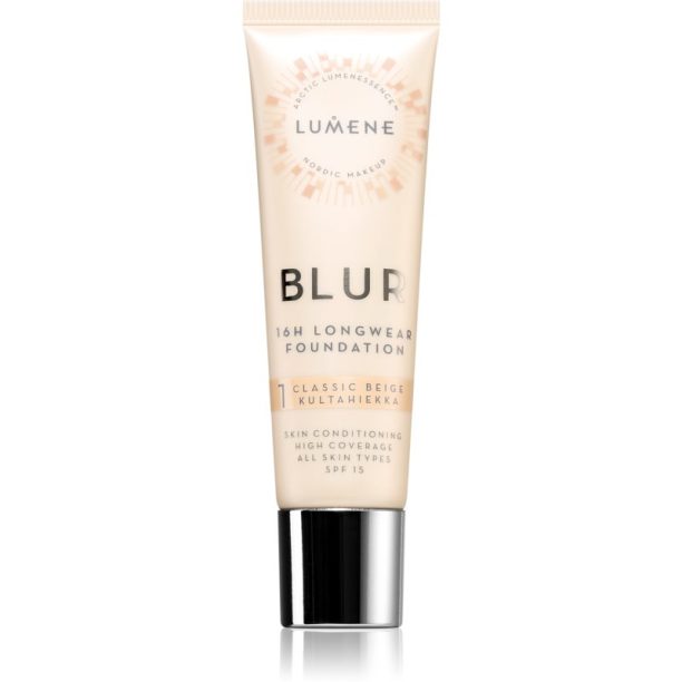 Lumene Blur 16h Longwear дълготраен фон дьо тен SPF 15 цвят 1 Classic Beige 30 мл. на ниска цена