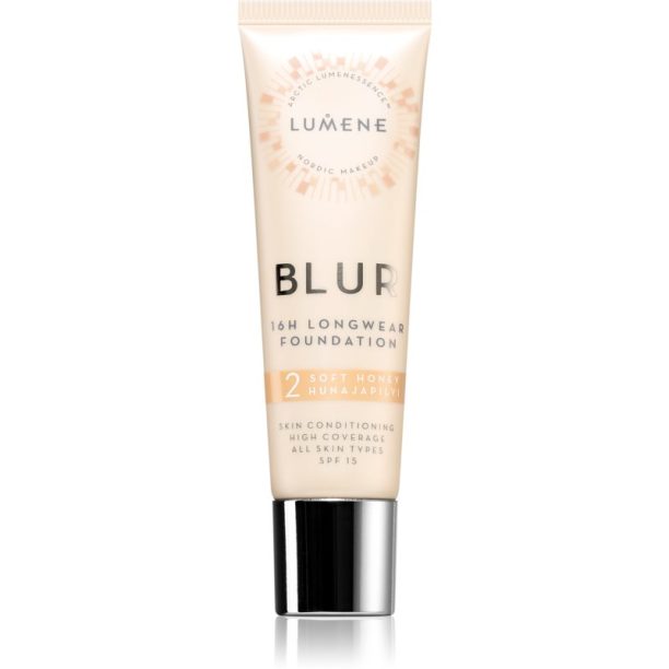 Lumene Blur 16h Longwear дълготраен фон дьо тен SPF 15 цвят 2 Soft Honey 30 мл. на ниска цена