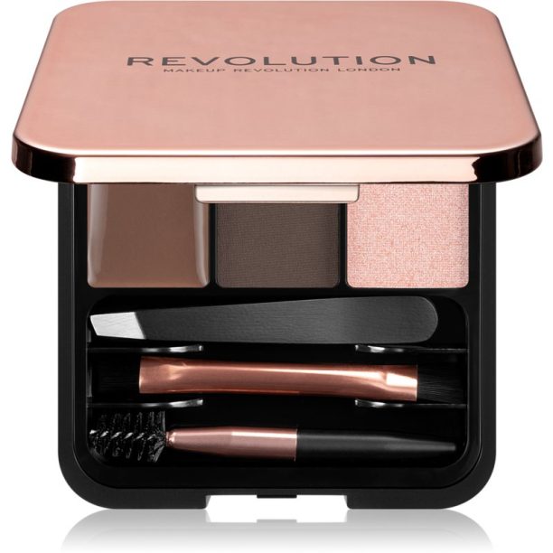 Makeup Revolution Brow Sculpt Kit сет за перфектни вежди цвят Dark 2.2 гр.