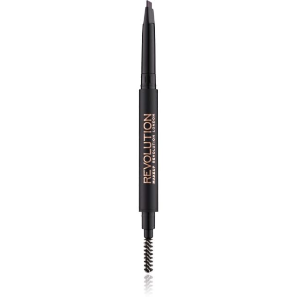 Makeup Revolution Duo Brow Definer прецизен молив за вежди цвят Dark Brown 0.15 гр.