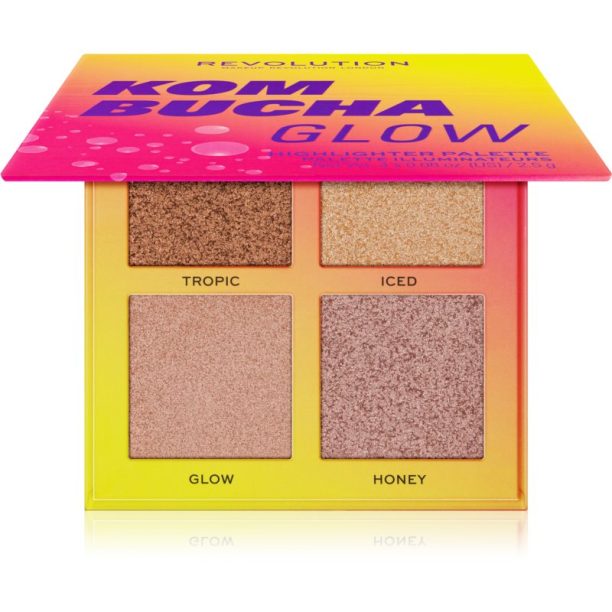 Makeup Revolution Hot Shot Kombucha палитра хайлайтъри цвят Glow 10 гр.