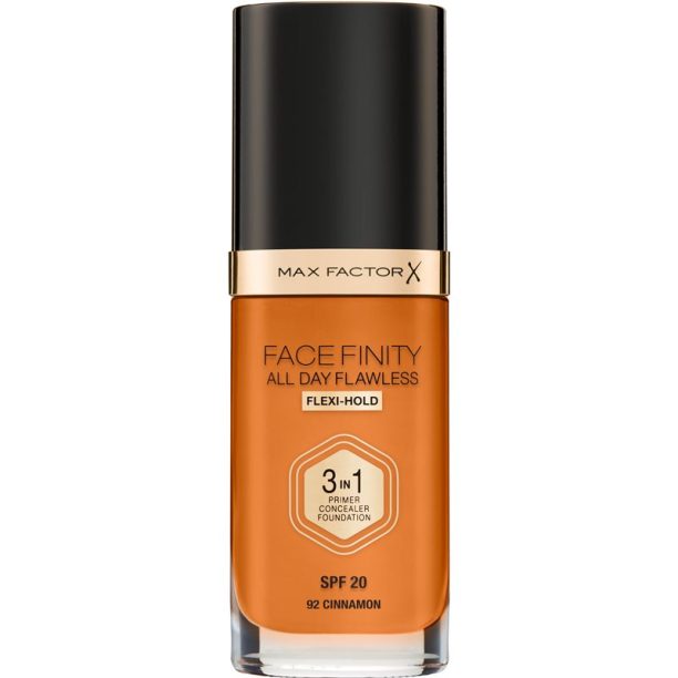 Max Factor Facefinity All Day Flawless дълготраен фон дьо тен SPF 20 цвят 92 Cinnamon 30 мл.