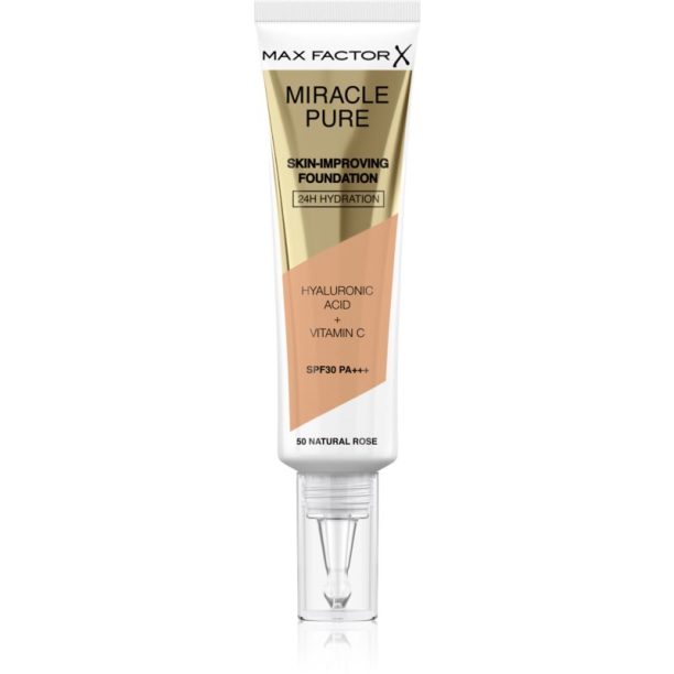 Max Factor Miracle Pure Skin дълготраен фон дьо тен SPF 30 цвят 50 Natural Rose 30 мл.