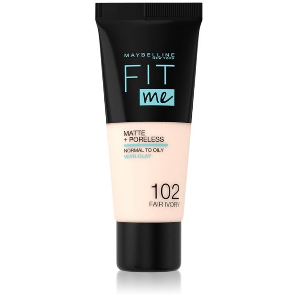 Maybelline Fit Me! Matte+Poreless матиращ фон дьо тен за нормална към мазна кожа цвят 102 Fair Ivory 30 мл. на ниска цена