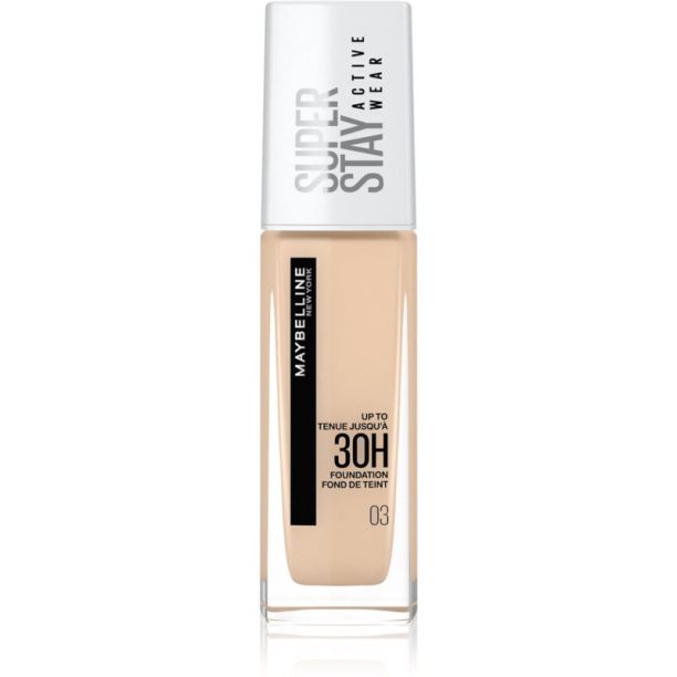 Maybelline SuperStay Active Wear дълготраен фон дьо тен за пълно покритие цвят 03 True Ivory 30 мл.