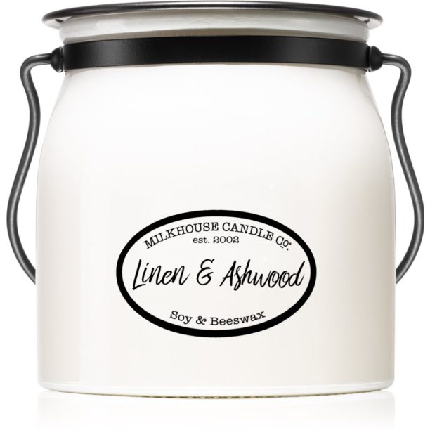 Milkhouse Candle Co. Creamery Linen & Ashwood ароматна свещ Butter Jar 454 гр.