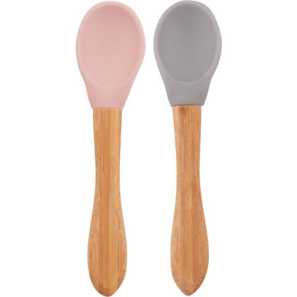 Minikoioi Spoon with Bamboo Handle лъжичка Pinky Pink/Powder Grey 2 бр.