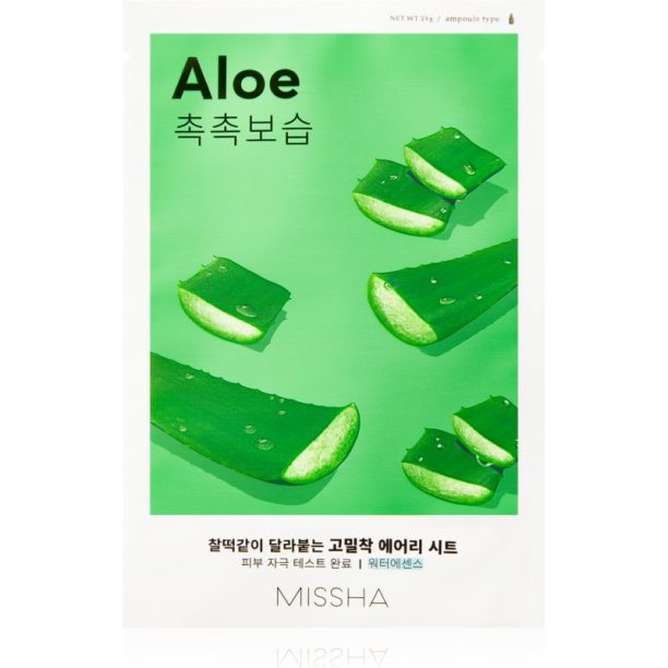 Missha Airy Fit Aloe платнена маска за лице с хидратиращ и успокояващ ефект 19 гр.