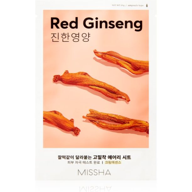 Missha Airy Fit Red Ginseng платнена маска с хидратиращ и ревитализиращ ефект 19 гр.