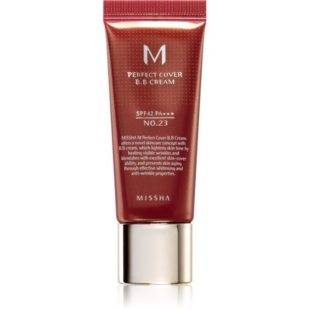 Missha M Perfect Cover ВВ крем с висока UV защита малка опаковка цвят No. 23 Natural Beige SPF 42/PA+++ 20 мл.