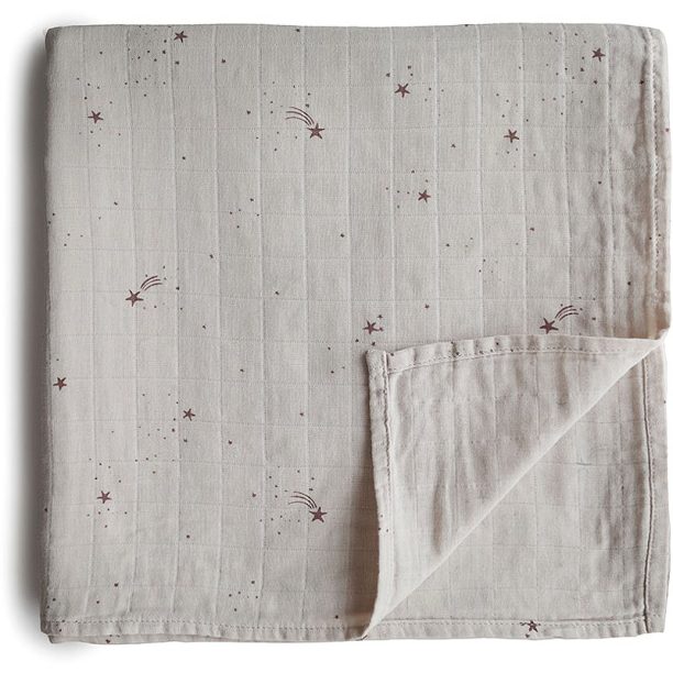 Mushie Muslin Swaddle Blanket Organic Cotton пелена за повиване Falling Stars 120cm x 120cm 1 бр.