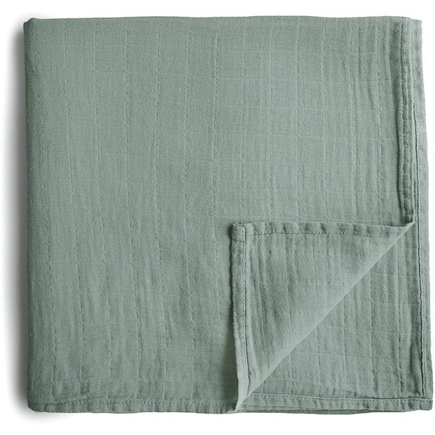 Mushie Muslin Swaddle Blanket Organic Cotton пелена за повиване Roman Green 120cm x 120cm 1 бр.